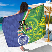 India Vs Australian Cricket Custom Sarong Ashoka Chakra and Aboriginal Together - Wonder Print Shop