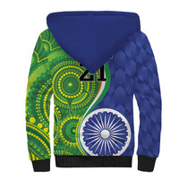 India Vs Australian Cricket Custom Sherpa Hoodie Ashoka Chakra and Aboriginal Together - Wonder Print Shop