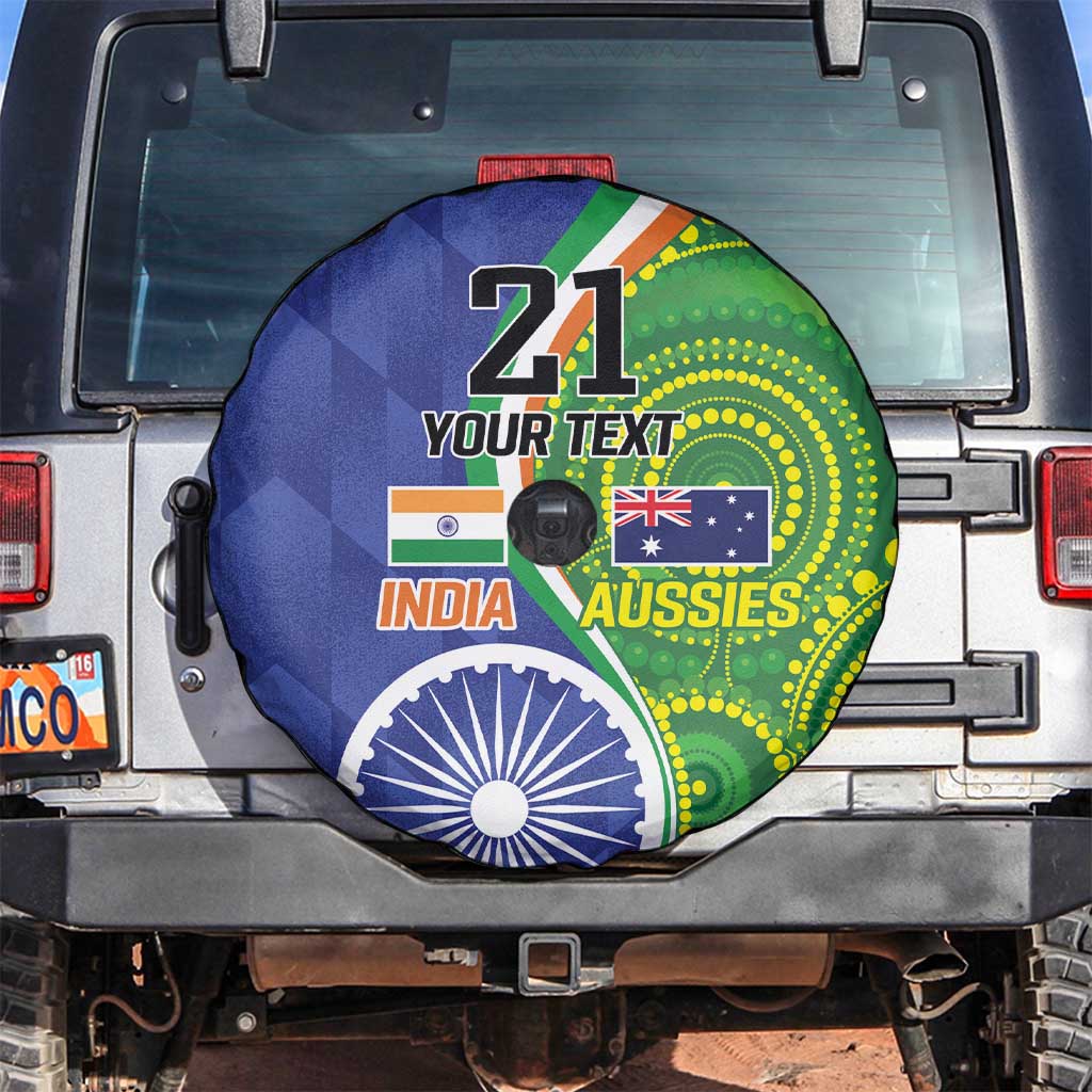 India Vs Australian Cricket Custom Spare Tire Cover Ashoka Chakra and Aboriginal Together - Wonder Print Shop