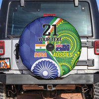 India Vs Australian Cricket Custom Spare Tire Cover Ashoka Chakra and Aboriginal Together - Wonder Print Shop