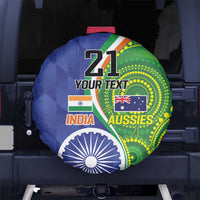 India Vs Australian Cricket Custom Spare Tire Cover Ashoka Chakra and Aboriginal Together - Wonder Print Shop