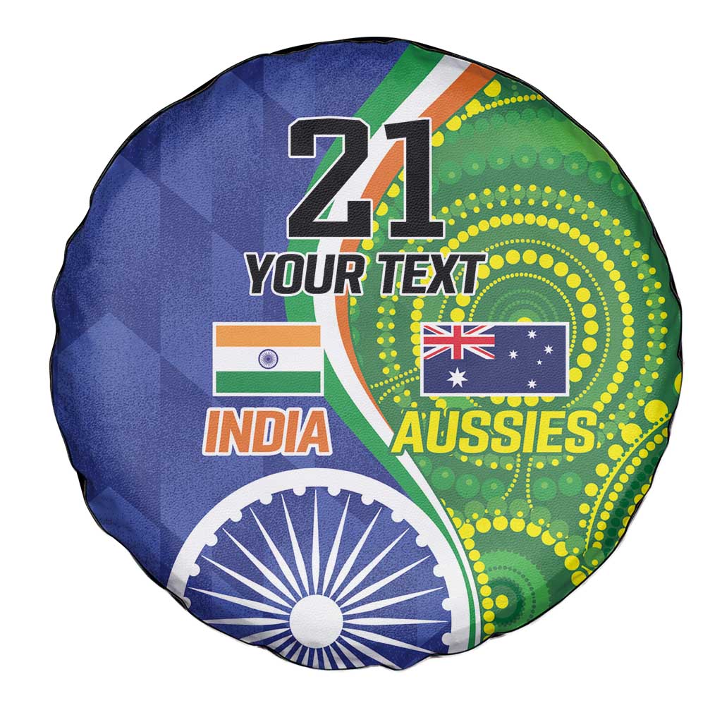 India Vs Australian Cricket Custom Spare Tire Cover Ashoka Chakra and Aboriginal Together - Wonder Print Shop