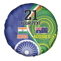 India Vs Australian Cricket Custom Spare Tire Cover Ashoka Chakra and Aboriginal Together - Wonder Print Shop