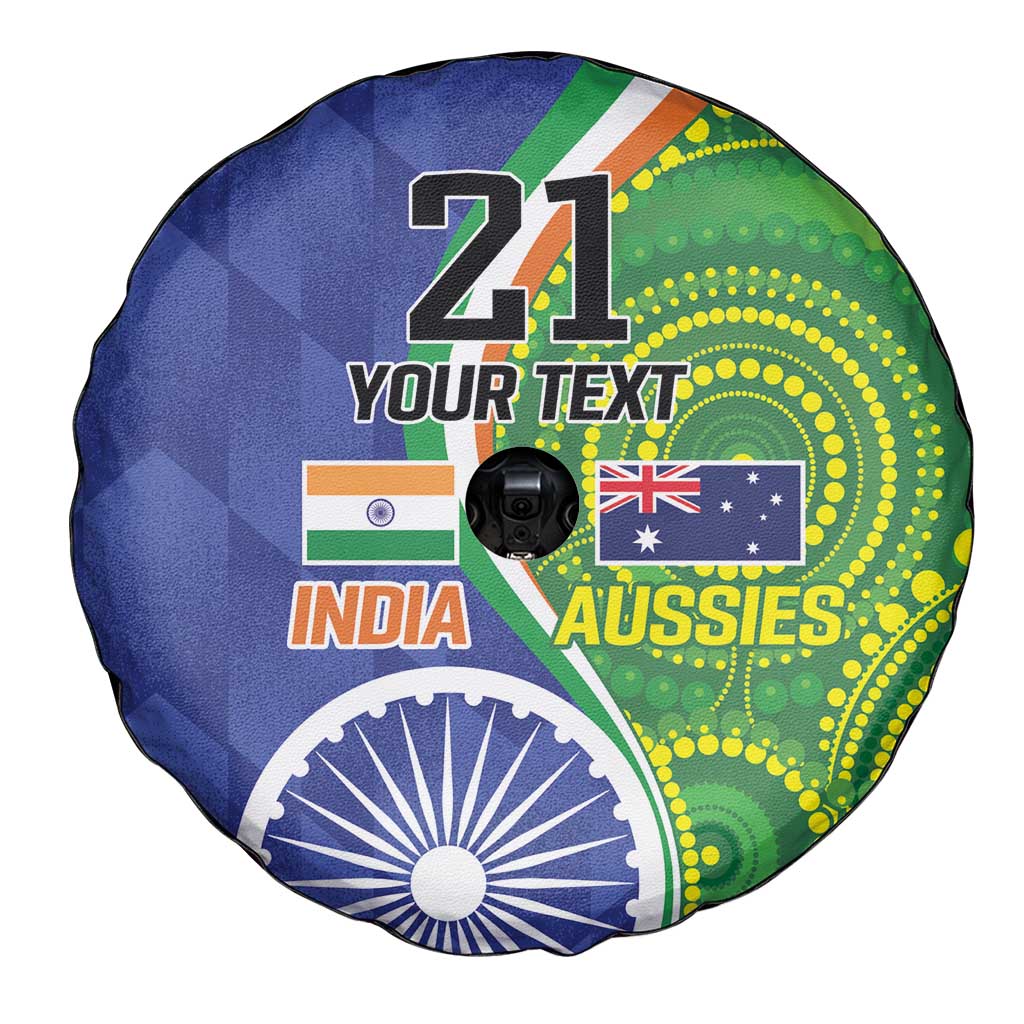 India Vs Australian Cricket Custom Spare Tire Cover Ashoka Chakra and Aboriginal Together - Wonder Print Shop