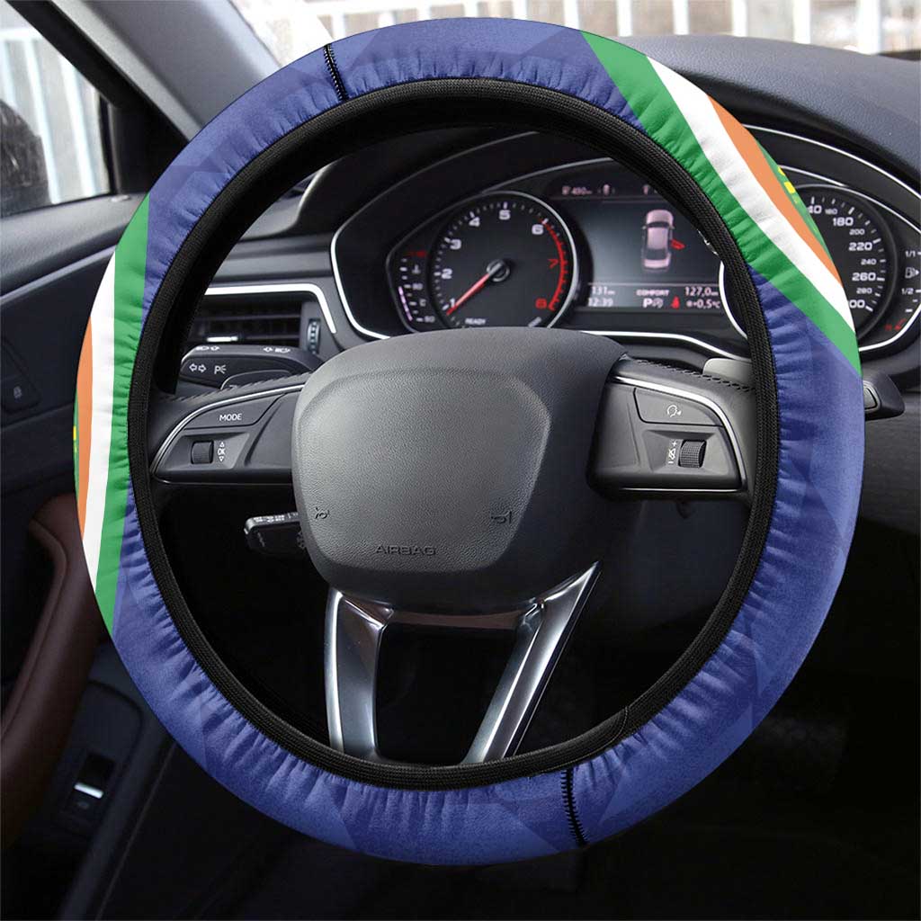 India Vs Australian Cricket Steering Wheel Cover Ashoka Chakra and Aboriginal Together - Wonder Print Shop