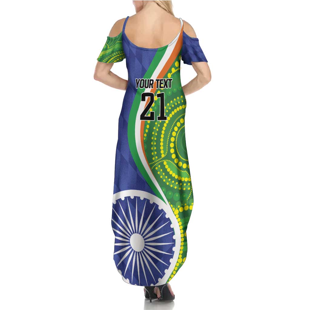 India Vs Australian Cricket Custom Summer Maxi Dress Ashoka Chakra and Aboriginal Together - Wonder Print Shop