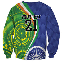 India Vs Australian Cricket Custom Sweatshirt Ashoka Chakra and Aboriginal Together - Wonder Print Shop