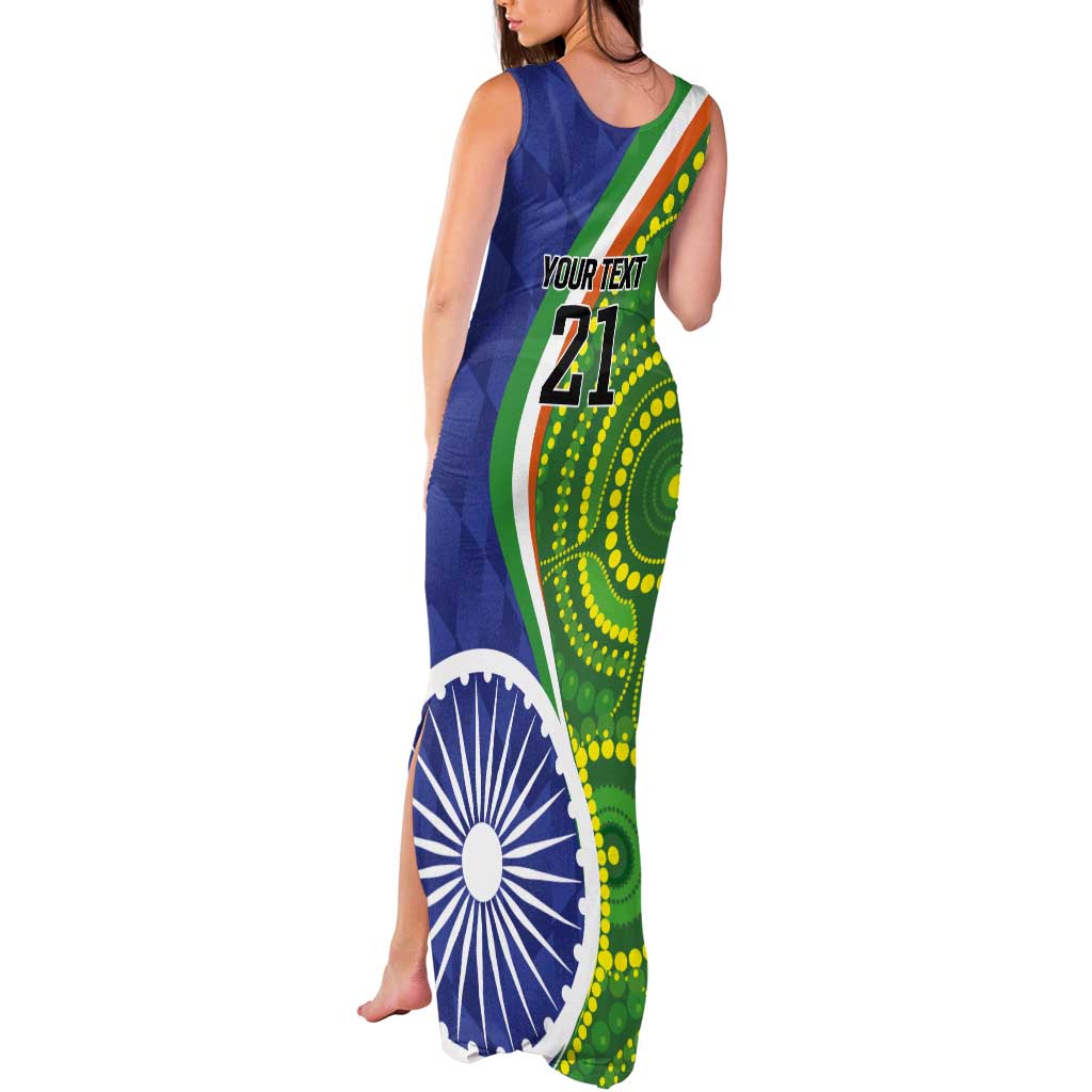 India Vs Australian Cricket Custom Tank Maxi Dress Ashoka Chakra and Aboriginal Together - Wonder Print Shop