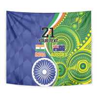 India Vs Australian Cricket Custom Tapestry Ashoka Chakra and Aboriginal Together - Wonder Print Shop