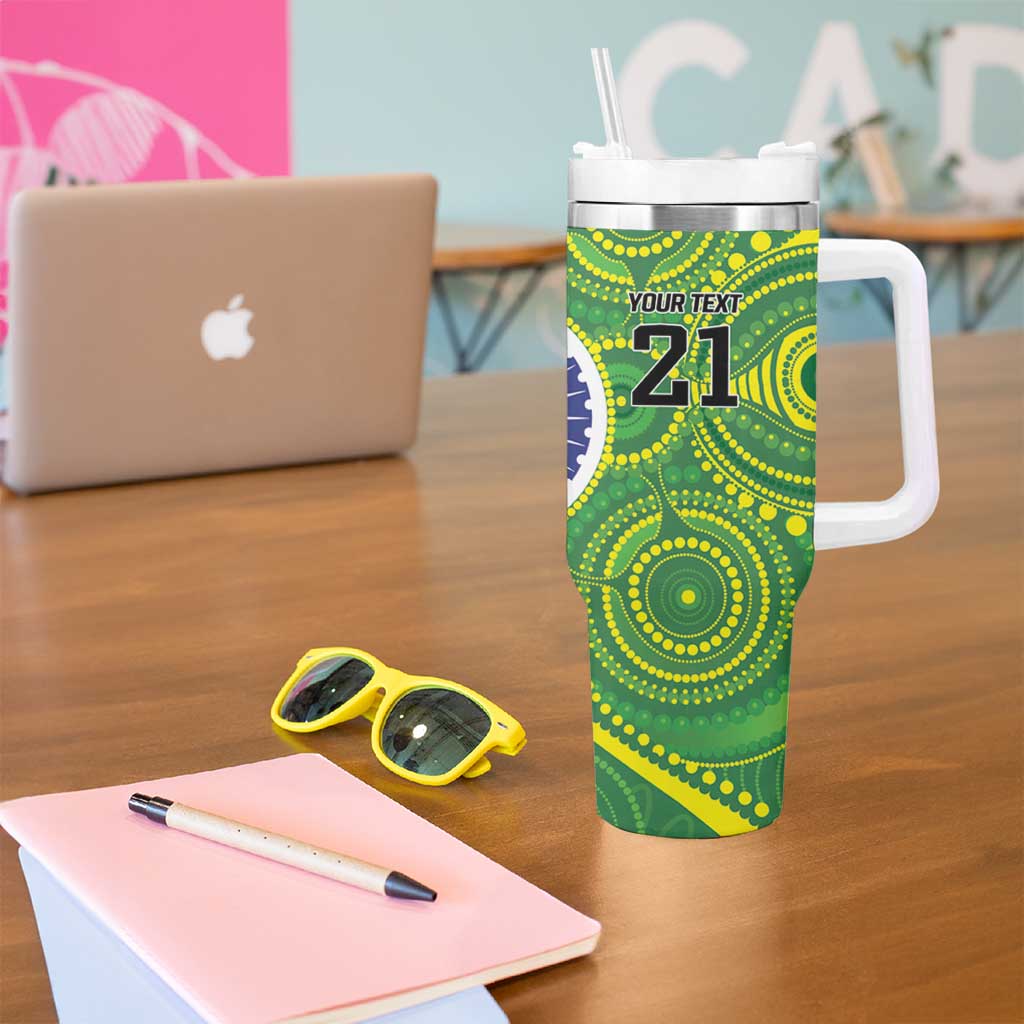 India Vs Australian Cricket Custom Tumbler With Handle Ashoka Chakra and Aboriginal Together - Wonder Print Shop