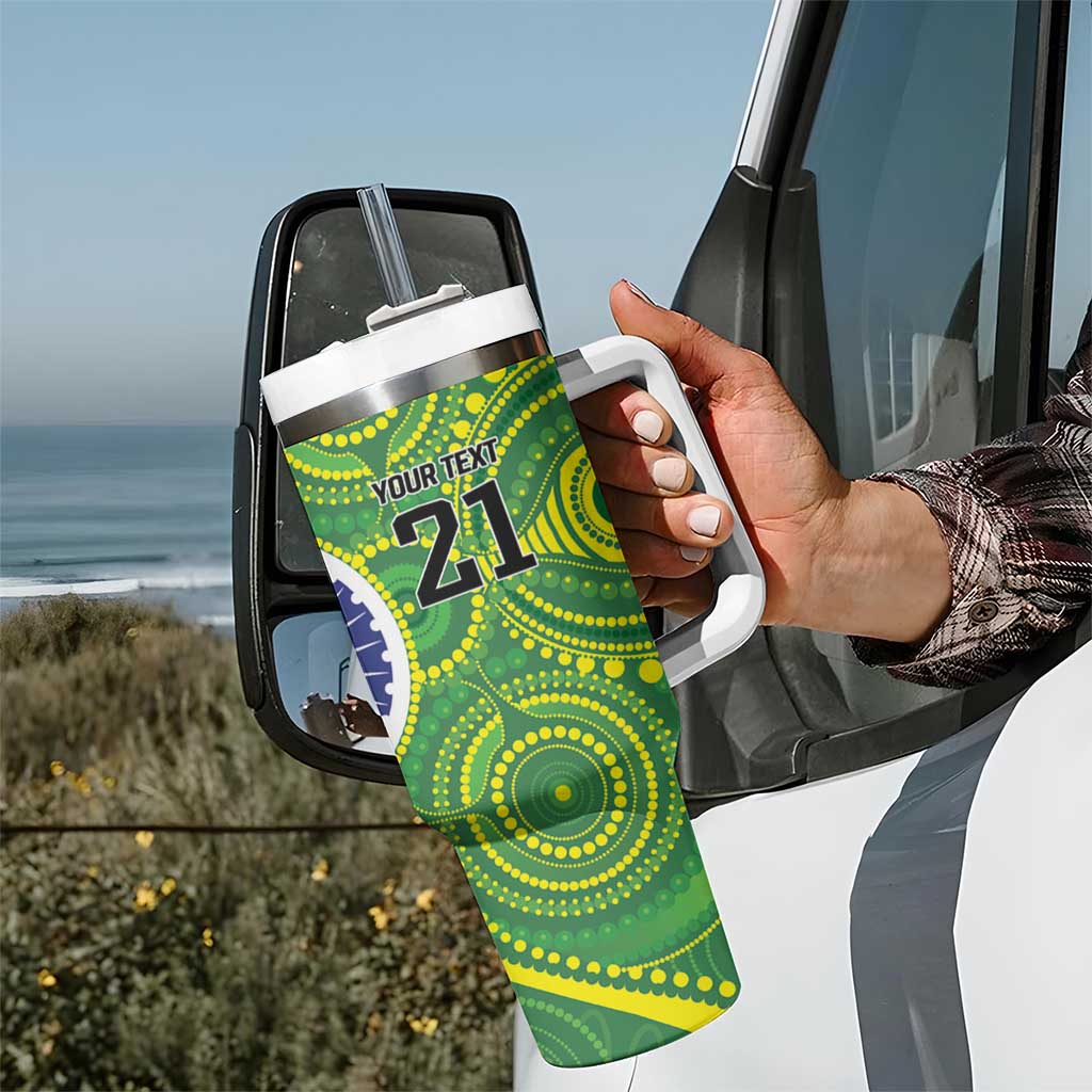 India Vs Australian Cricket Custom Tumbler With Handle Ashoka Chakra and Aboriginal Together - Wonder Print Shop