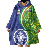 India Vs Australian Cricket Custom Wearable Blanket Hoodie Ashoka Chakra and Aboriginal Together - Wonder Print Shop