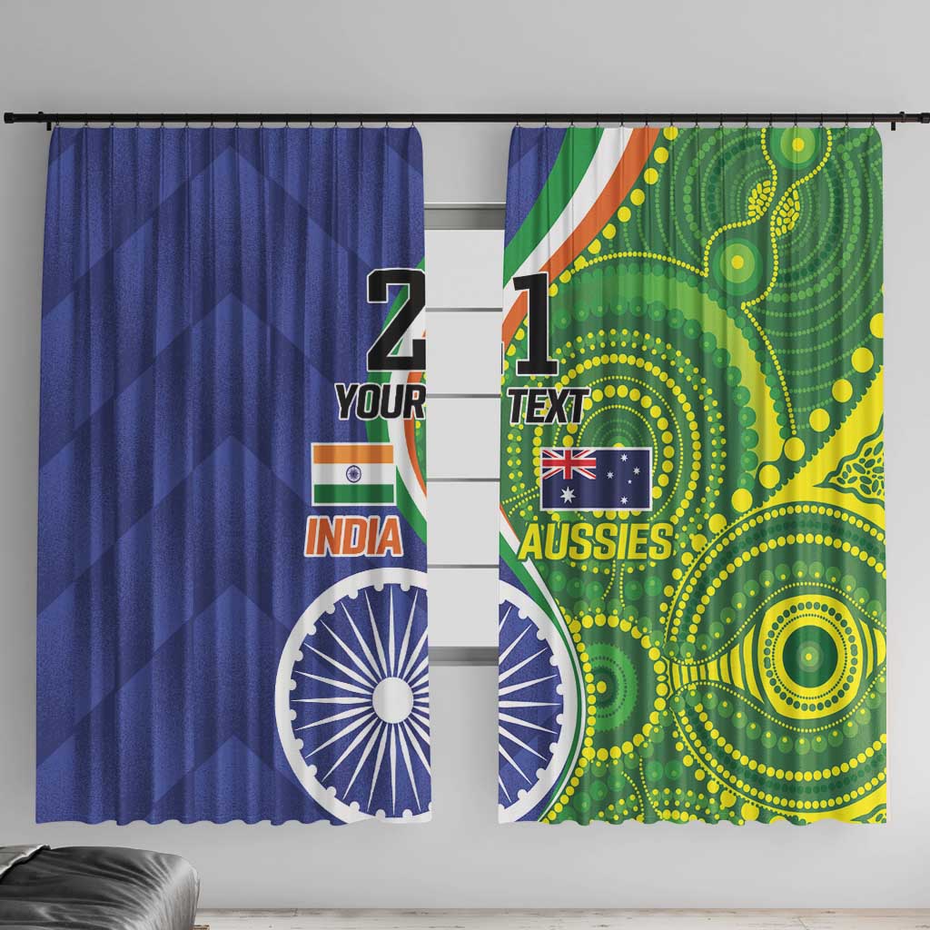 India Vs Australian Cricket Custom Window Curtain Ashoka Chakra and Aboriginal Together - Wonder Print Shop