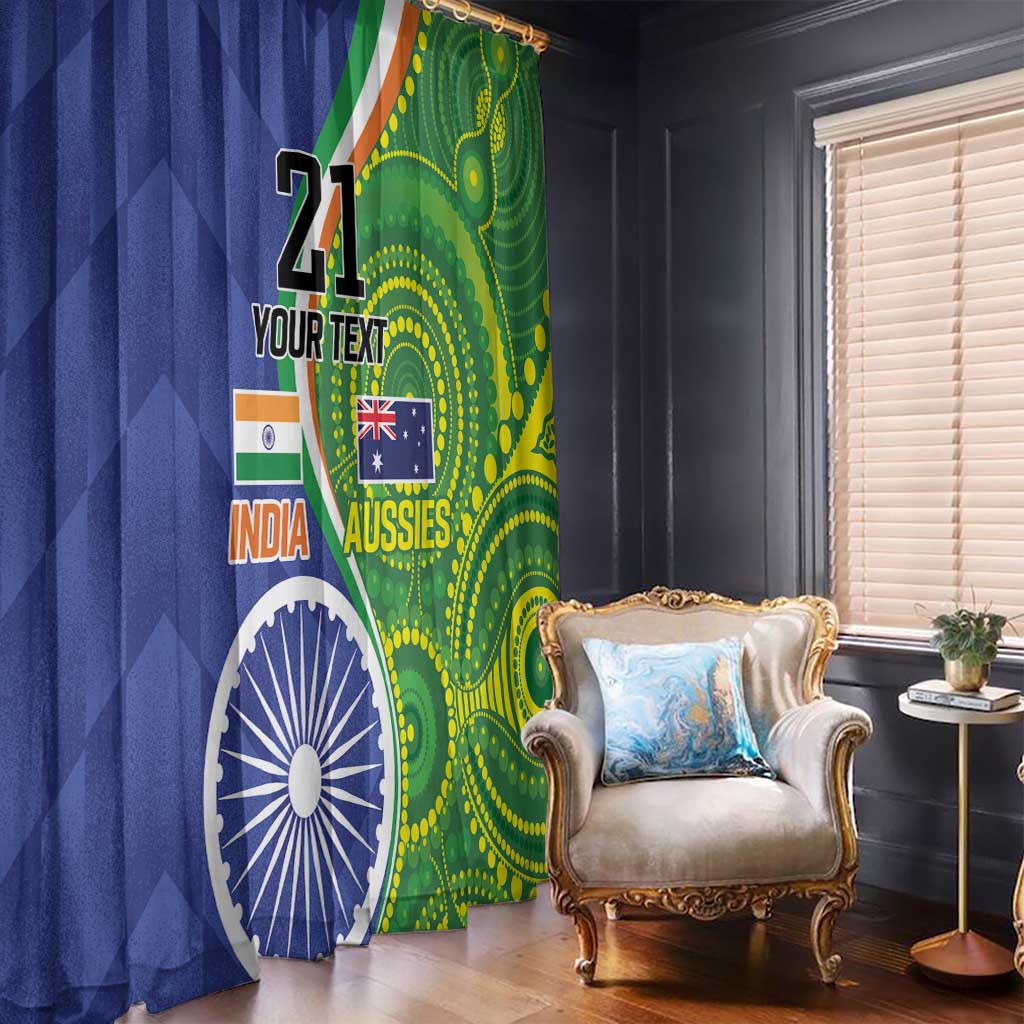 India Vs Australian Cricket Custom Window Curtain Ashoka Chakra and Aboriginal Together - Wonder Print Shop