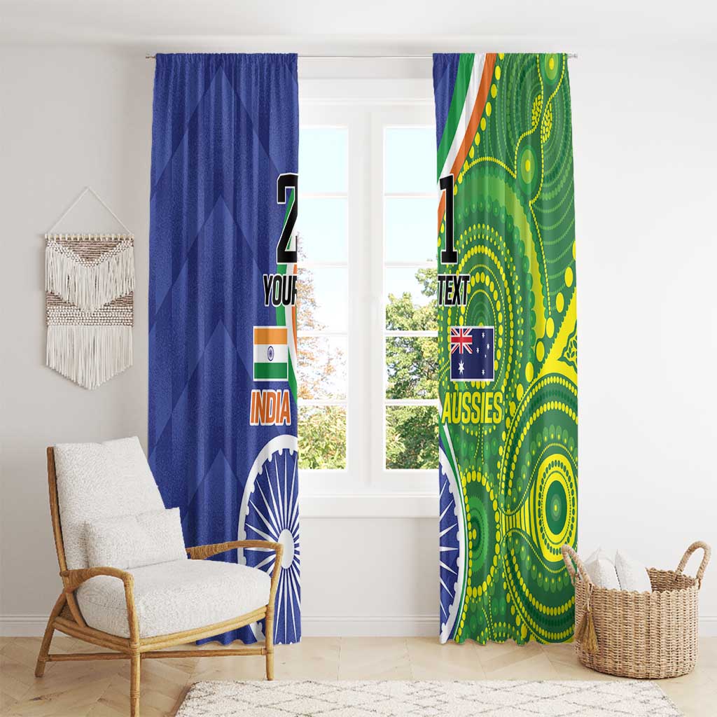 India Vs Australian Cricket Custom Window Curtain Ashoka Chakra and Aboriginal Together - Wonder Print Shop