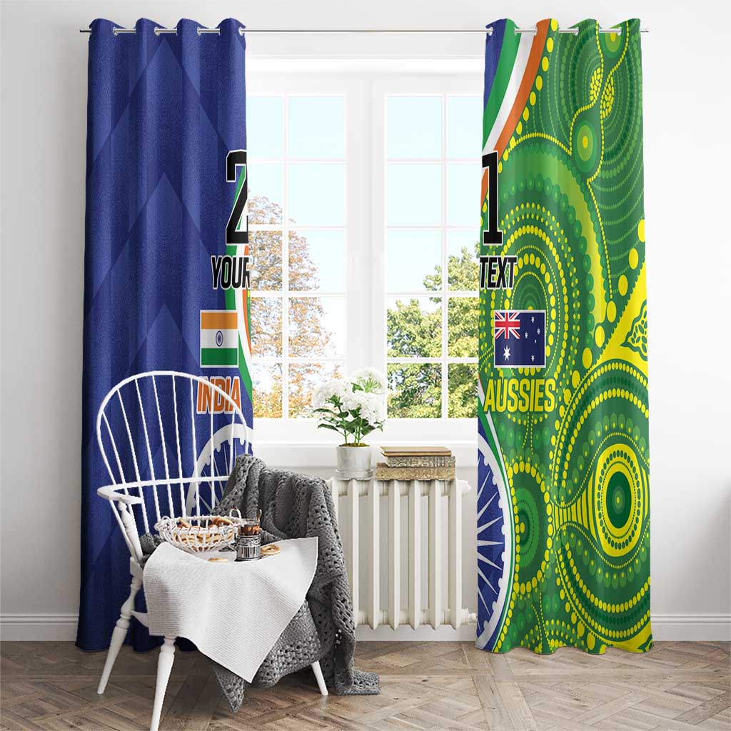 India Vs Australian Cricket Custom Window Curtain Ashoka Chakra and Aboriginal Together - Wonder Print Shop
