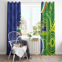 India Vs Australian Cricket Custom Window Curtain Ashoka Chakra and Aboriginal Together - Wonder Print Shop