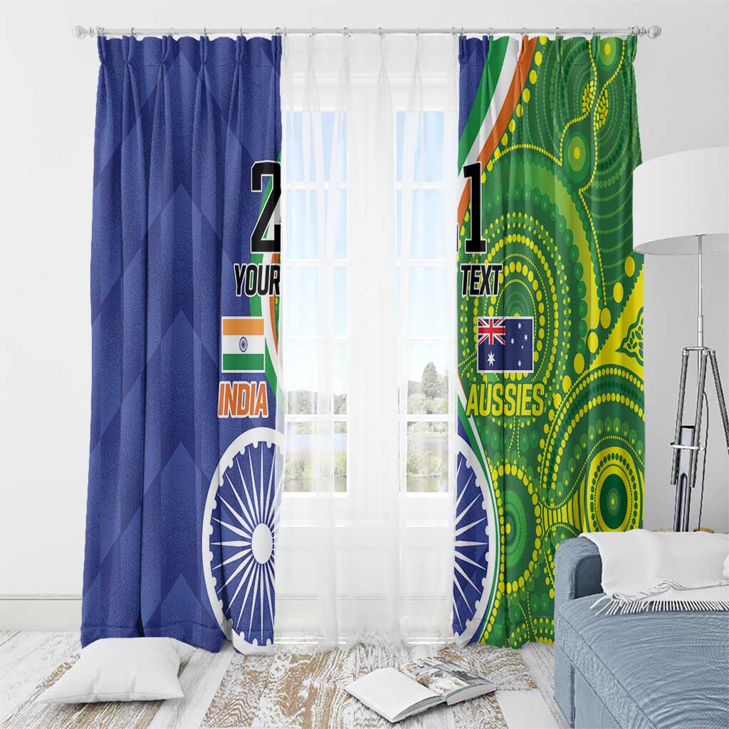 India Vs Australian Cricket Custom Window Curtain Ashoka Chakra and Aboriginal Together - Wonder Print Shop