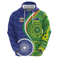 India Vs Australian Cricket Custom Zip Hoodie Ashoka Chakra and Aboriginal Together - Wonder Print Shop