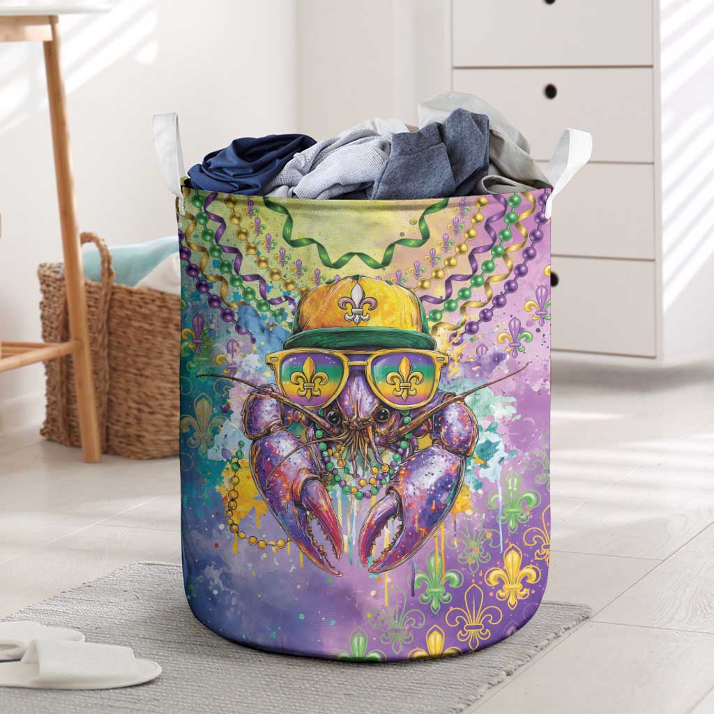 Mardi Gras Crawfish Laundry Basket NOLA Fat Tuesday Drip Art - Wonder Print Shop