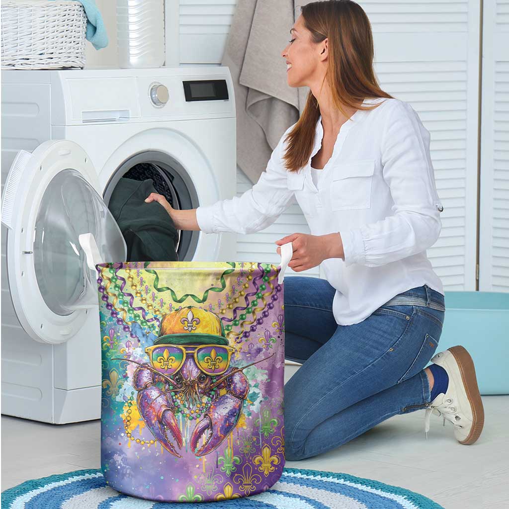 Mardi Gras Crawfish Laundry Basket NOLA Fat Tuesday Drip Art - Wonder Print Shop