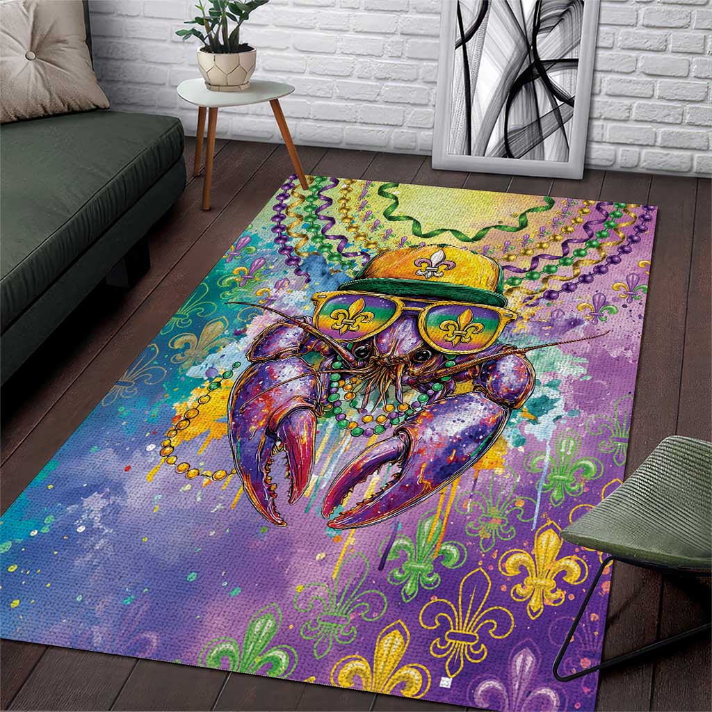 Mardi Gras Crawfish Area Rug NOLA Fat Tuesday Drip Art - Wonder Print Shop