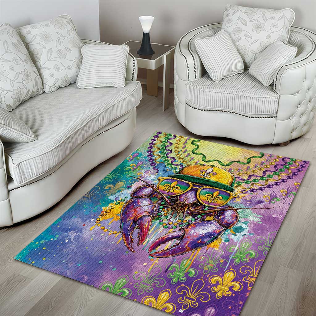 Mardi Gras Crawfish Area Rug NOLA Fat Tuesday Drip Art - Wonder Print Shop