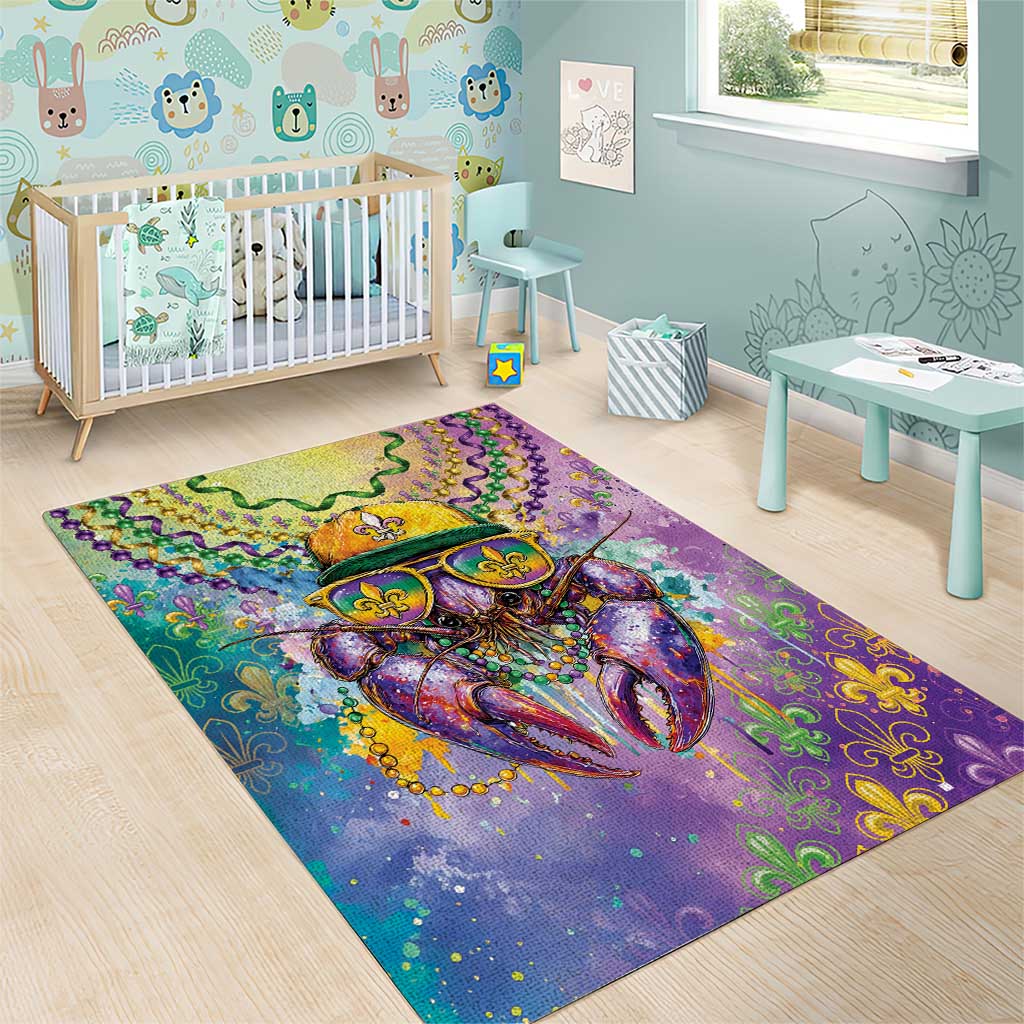 Mardi Gras Crawfish Area Rug NOLA Fat Tuesday Drip Art - Wonder Print Shop