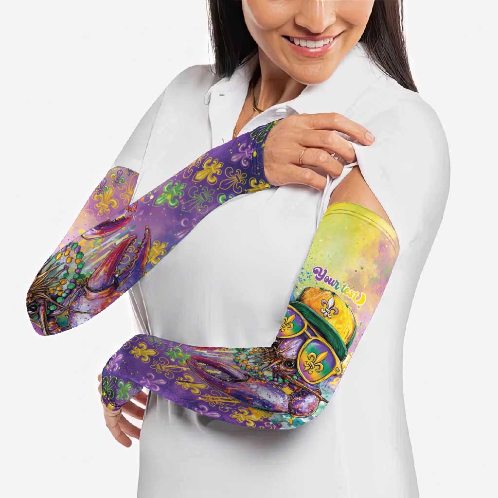 Mardi Gras Crawfish Personalized Arm Sleeves NOLA Fat Tuesday Drip Art - Wonder Print Shop