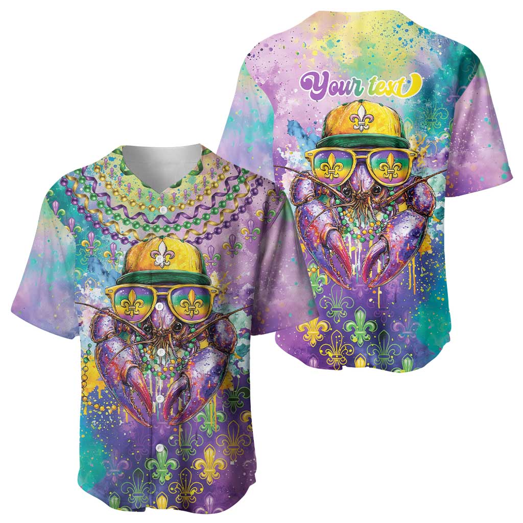 Mardi Gras Crawfish Personalized Baseball Jersey NOLA Fat Tuesday Drip Art - Wonder Print Shop