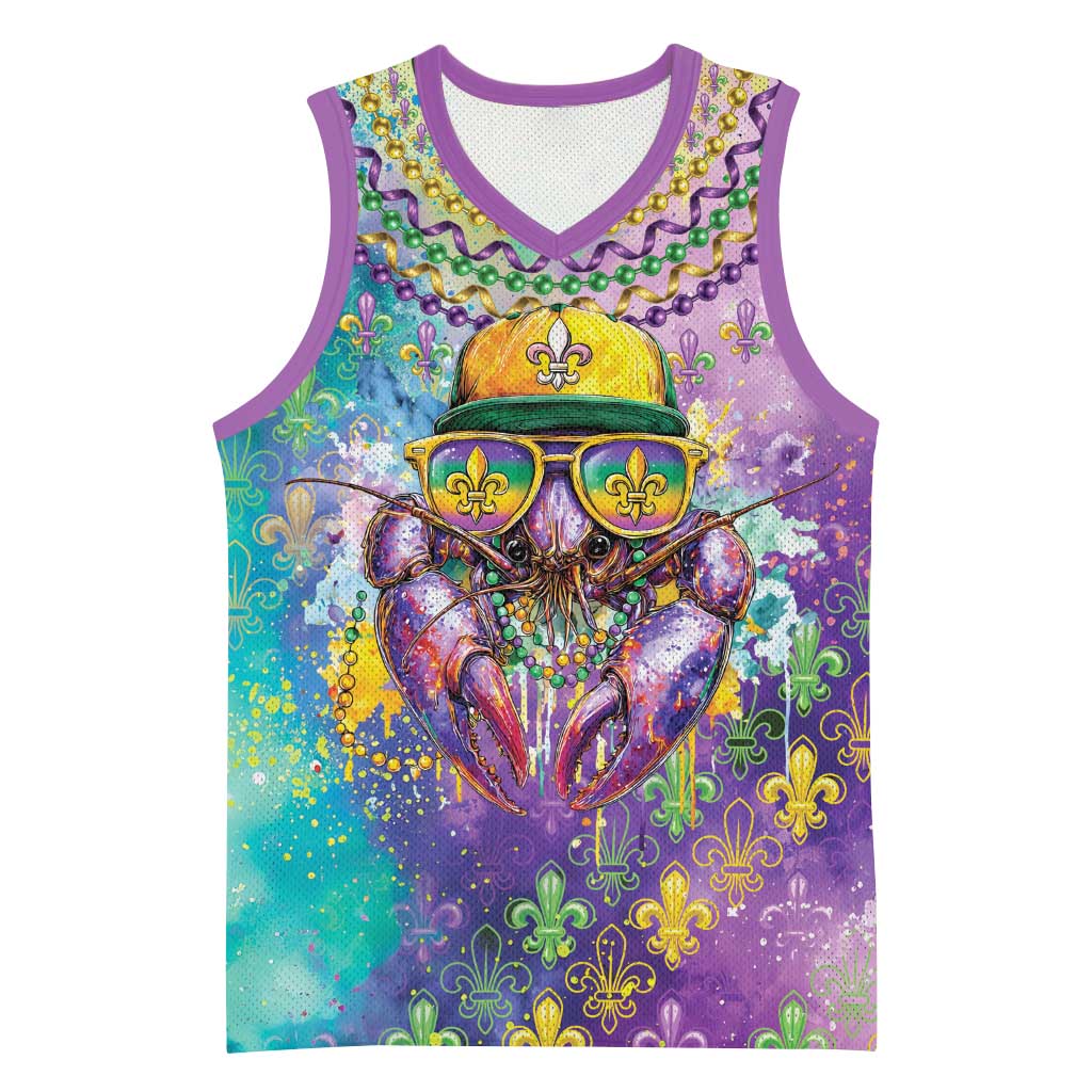Mardi Gras Crawfish Personalized Basketball Jersey NOLA Fat Tuesday Drip Art - Wonder Print Shop