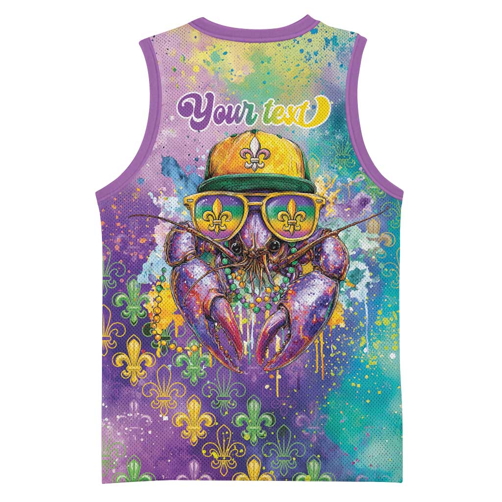 Mardi Gras Crawfish Personalized Basketball Jersey NOLA Fat Tuesday Drip Art - Wonder Print Shop