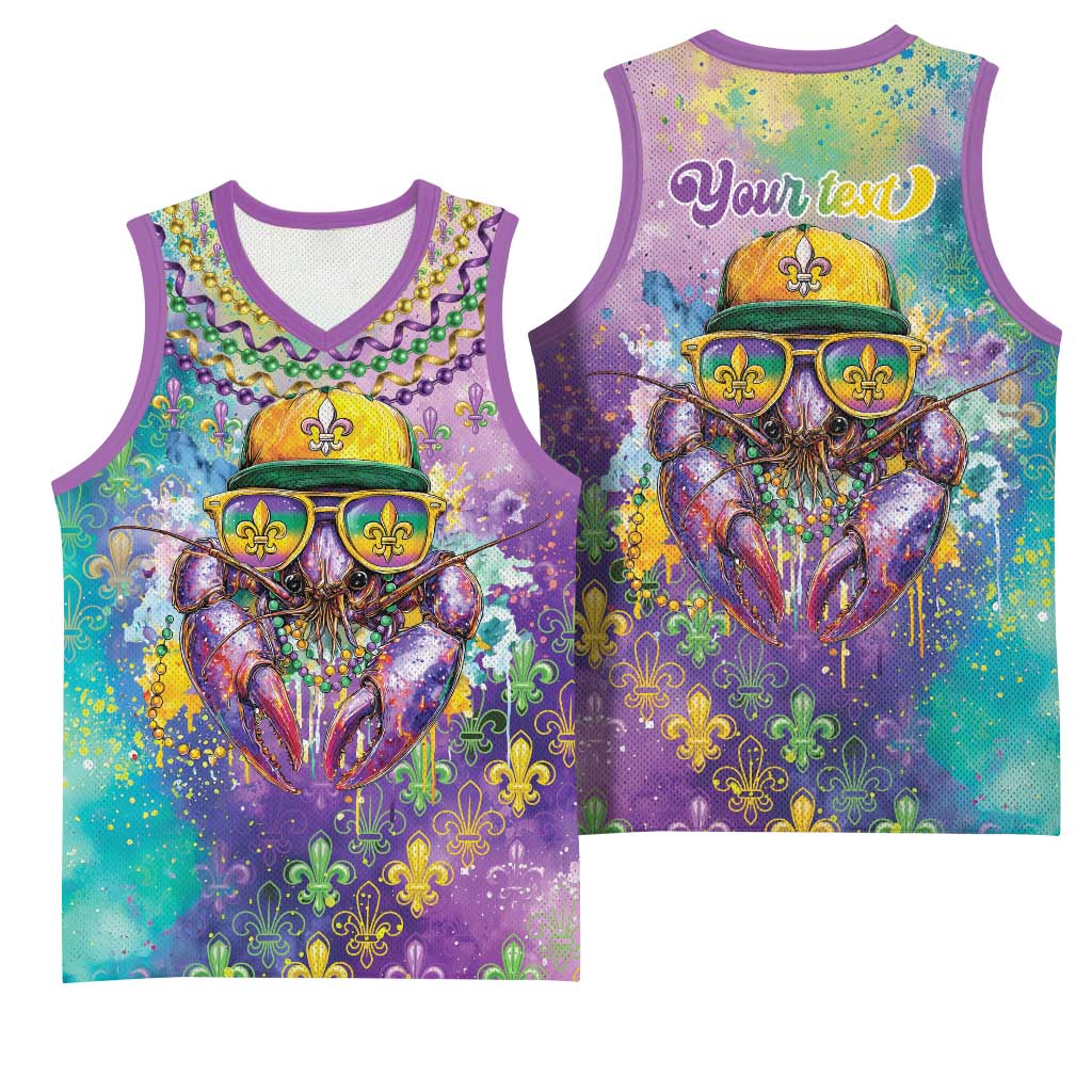 Mardi Gras Crawfish Personalized Basketball Jersey NOLA Fat Tuesday Drip Art - Wonder Print Shop