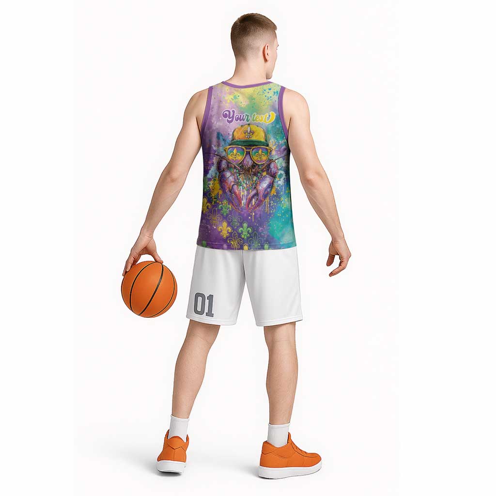 Mardi Gras Crawfish Personalized Basketball Jersey NOLA Fat Tuesday Drip Art - Wonder Print Shop