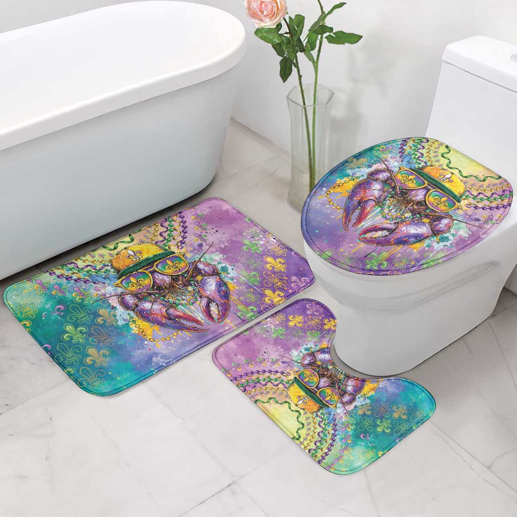 Mardi Gras Crawfish Bathroom Set NOLA Fat Tuesday Drip Art - Wonder Print Shop