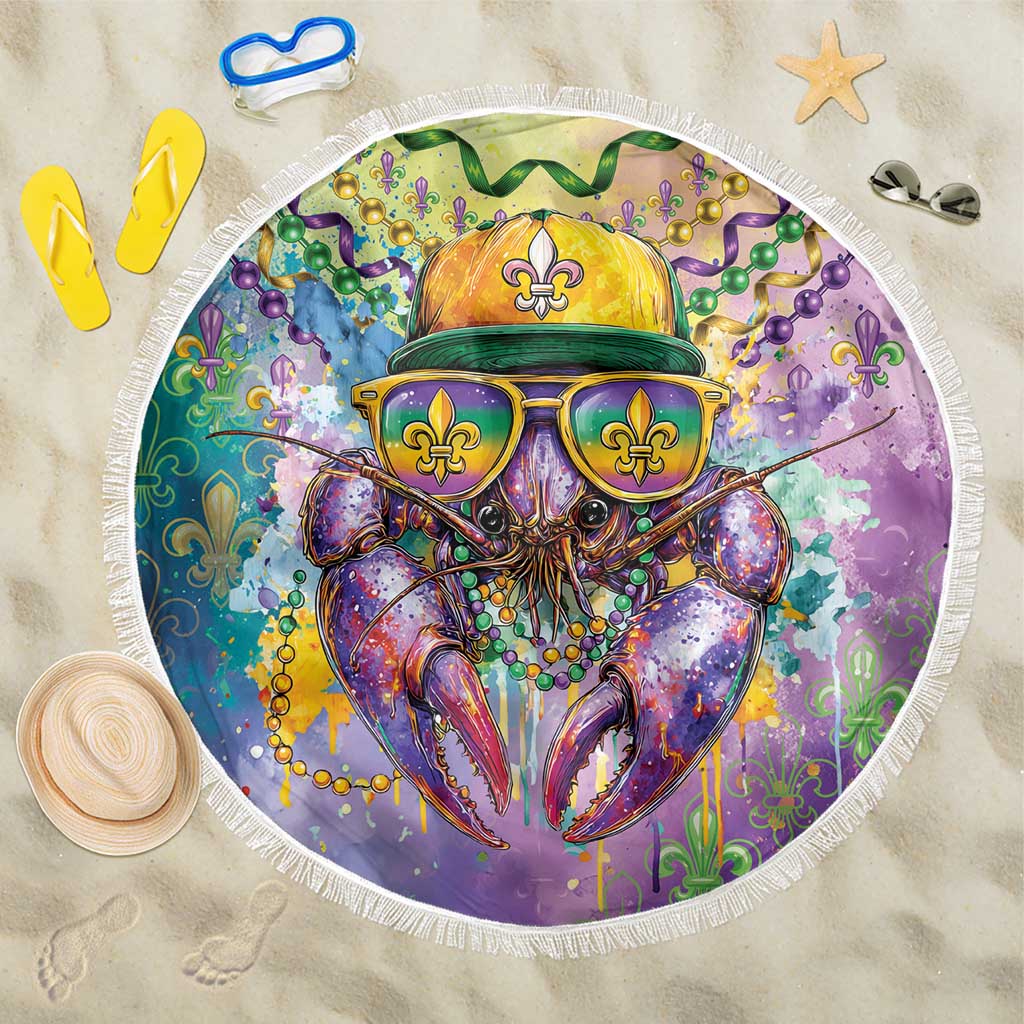 Mardi Gras Crawfish Beach Blanket NOLA Fat Tuesday Drip Art - Wonder Print Shop