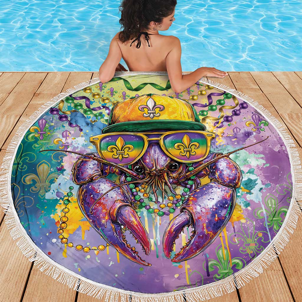 Mardi Gras Crawfish Beach Blanket NOLA Fat Tuesday Drip Art - Wonder Print Shop