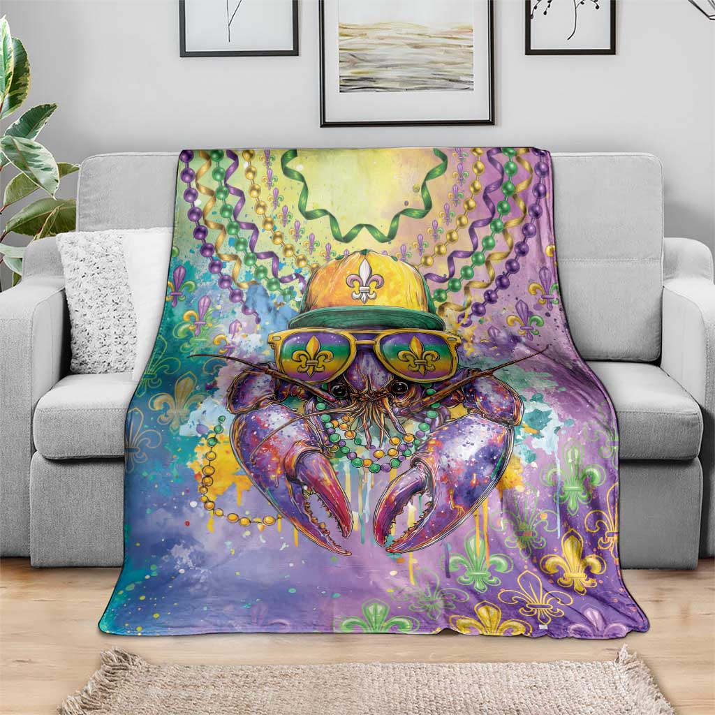 Mardi Gras Crawfish Blanket NOLA Fat Tuesday Drip Art - Wonder Print Shop