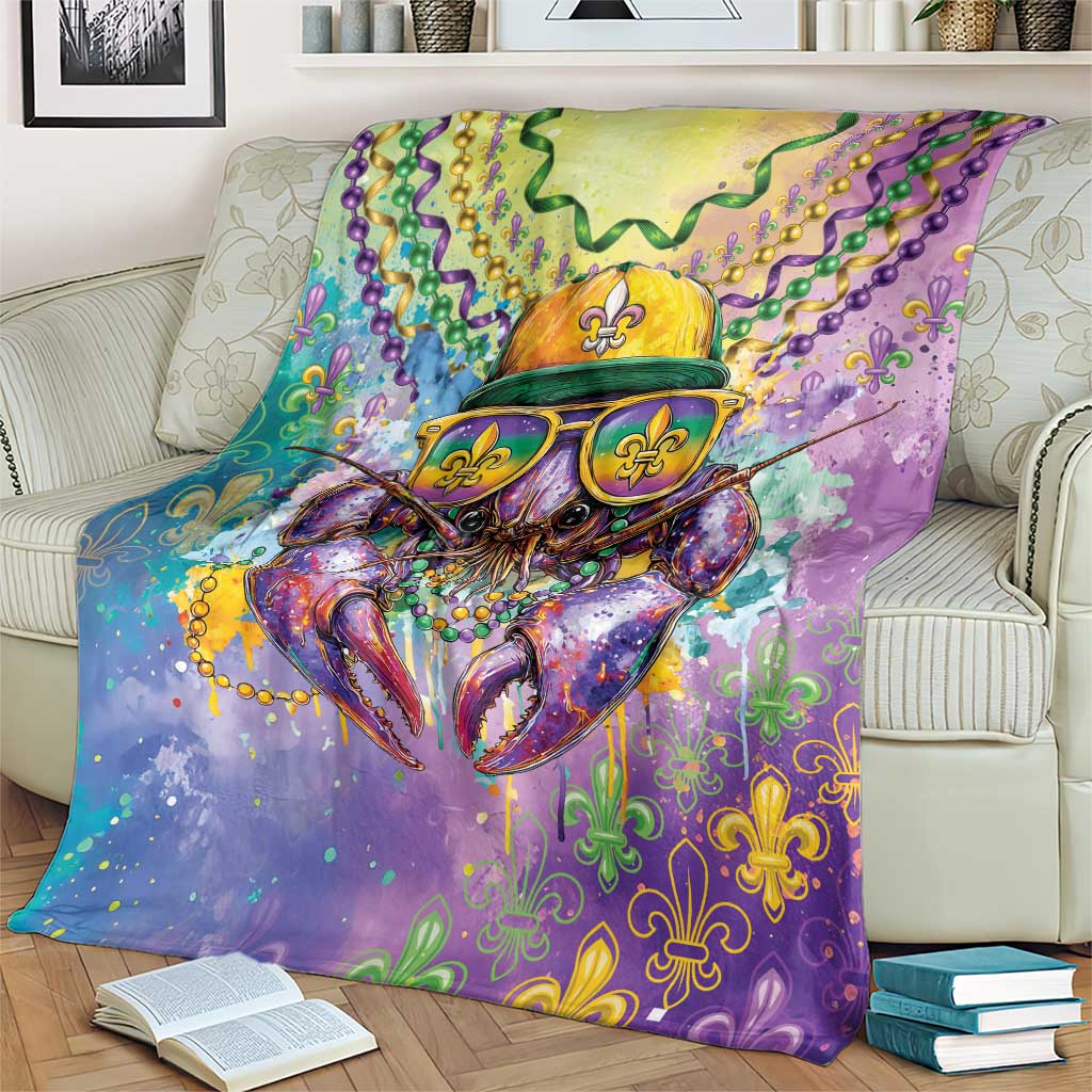 Mardi Gras Crawfish Blanket NOLA Fat Tuesday Drip Art - Wonder Print Shop