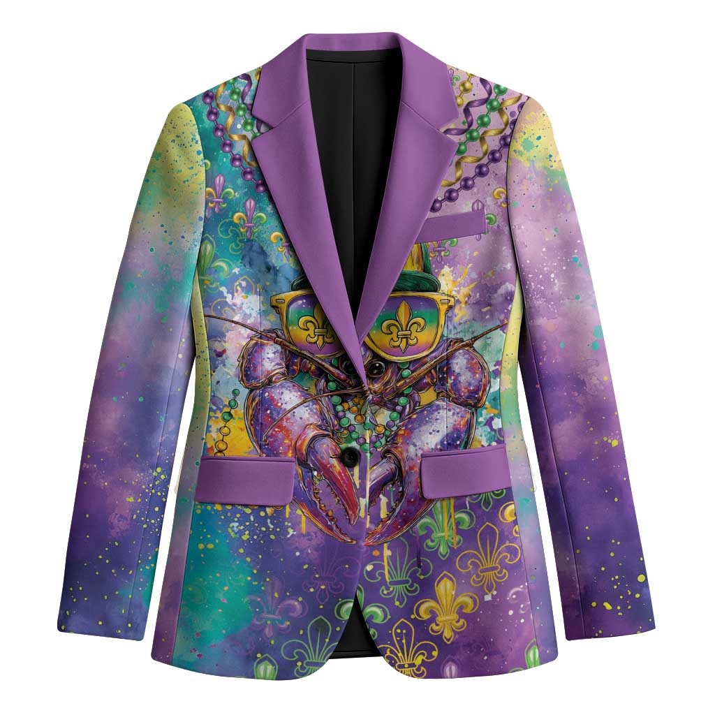 Mardi Gras Crawfish Personalized Blazer NOLA Fat Tuesday Drip Art - Wonder Print Shop