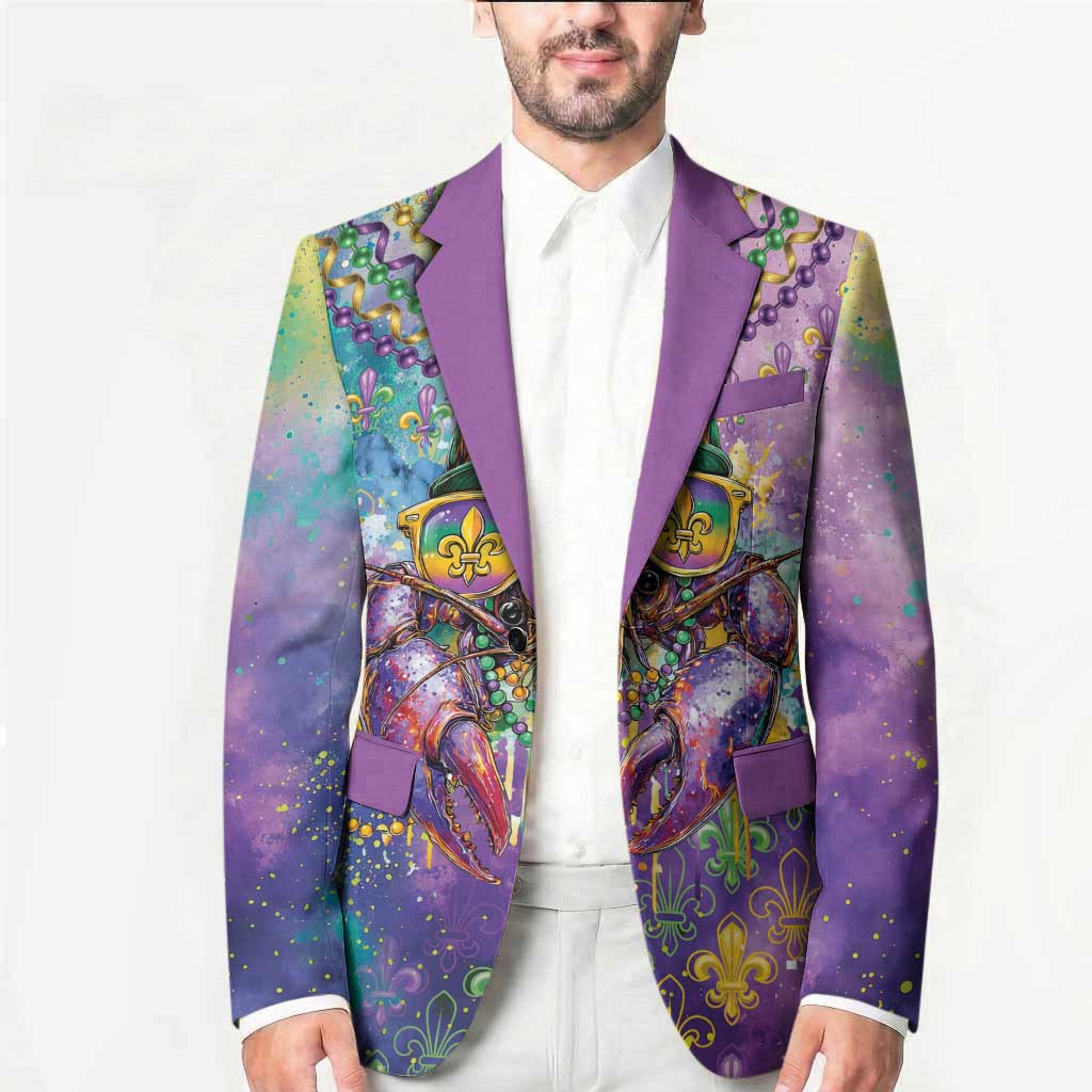 Mardi Gras Crawfish Personalized Blazer NOLA Fat Tuesday Drip Art - Wonder Print Shop