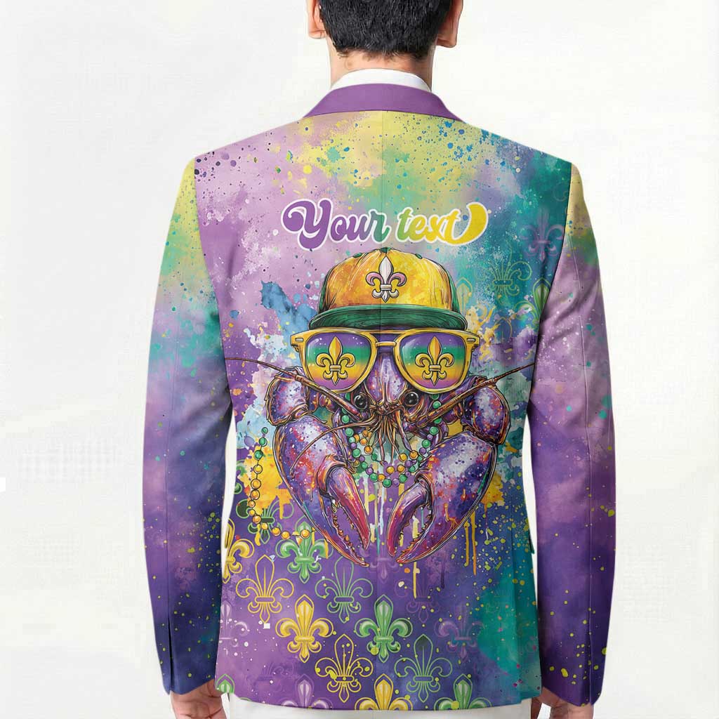 Mardi Gras Crawfish Personalized Blazer NOLA Fat Tuesday Drip Art - Wonder Print Shop