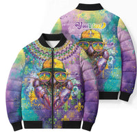 Mardi Gras Crawfish Personalized Bomber Puffer Jacket NOLA Fat Tuesday Drip Art - Wonder Print Shop