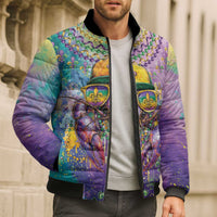 Mardi Gras Crawfish Personalized Bomber Puffer Jacket NOLA Fat Tuesday Drip Art - Wonder Print Shop