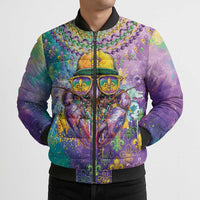 Mardi Gras Crawfish Personalized Bomber Puffer Jacket NOLA Fat Tuesday Drip Art - Wonder Print Shop
