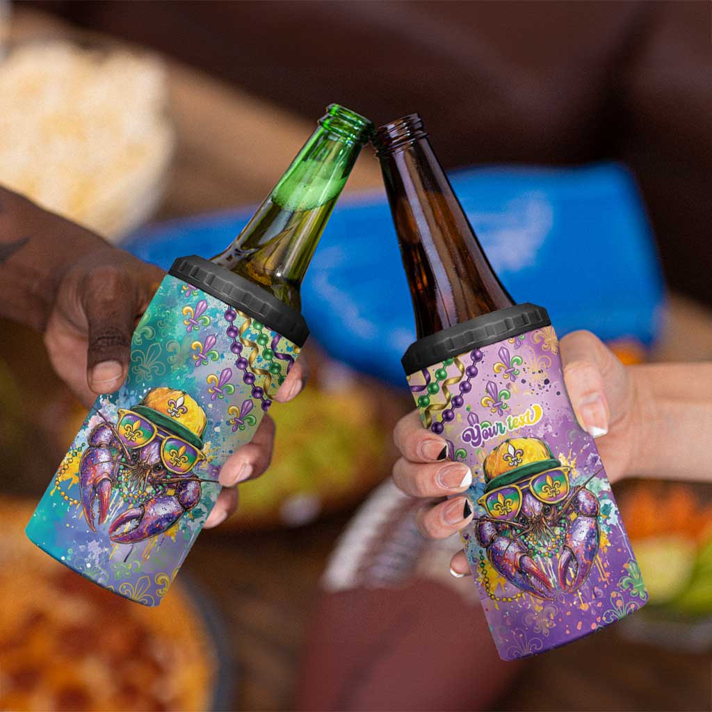 Mardi Gras Crawfish Personalized 4 in 1 Can Cooler Tumbler NOLA Fat Tuesday Drip Art - Wonder Print Shop