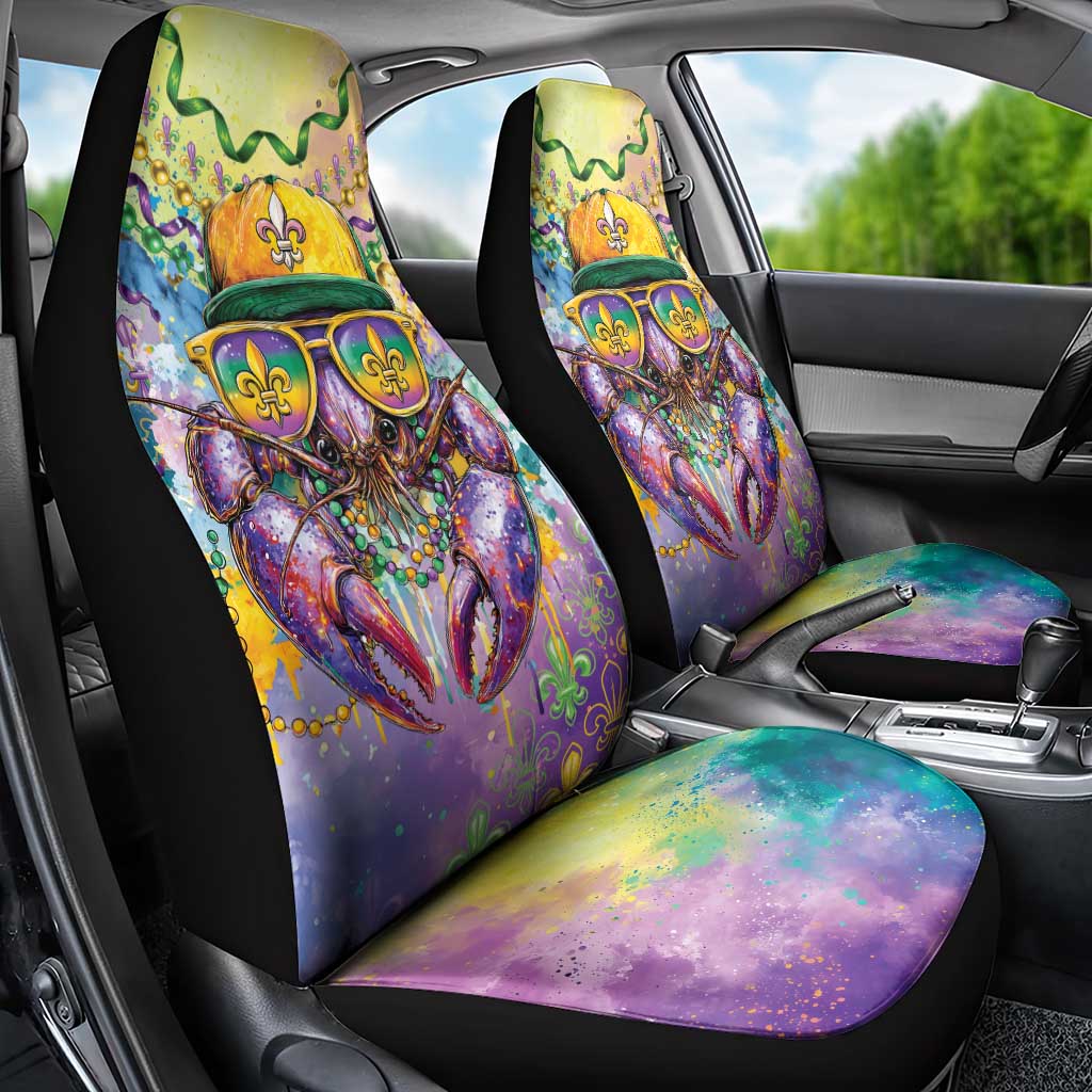 Mardi Gras Crawfish Car Seat Cover NOLA Fat Tuesday Drip Art - Wonder Print Shop