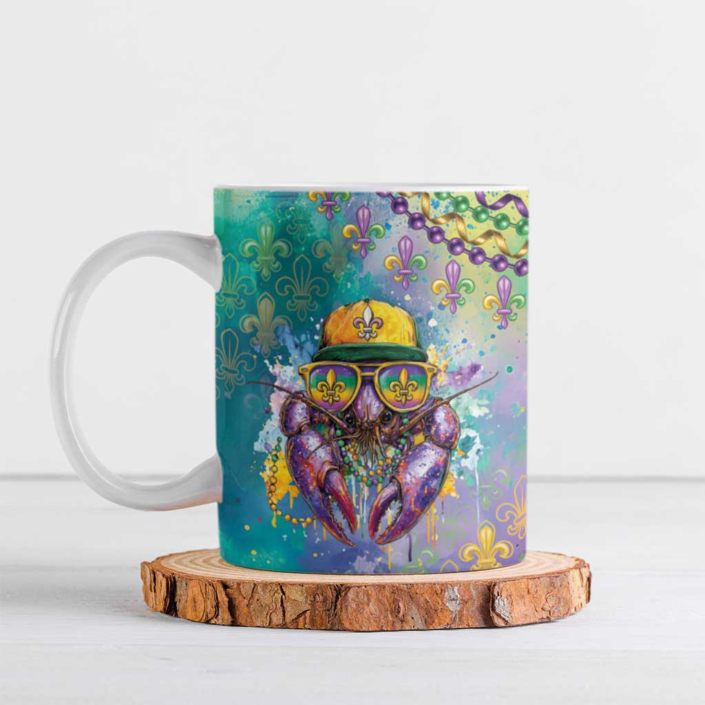 Mardi Gras Crawfish Personalized Ceramic Mug NOLA Fat Tuesday Drip Art - Wonder Print Shop