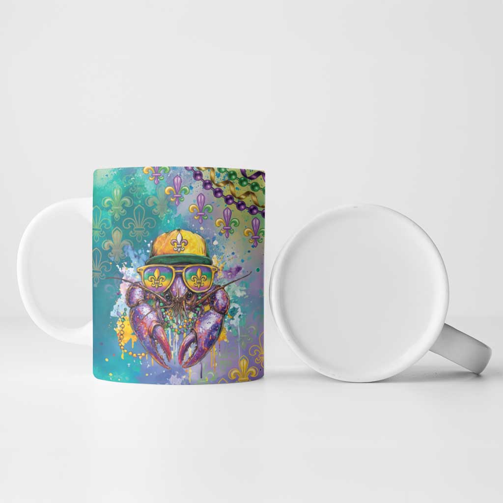 Mardi Gras Crawfish Personalized Ceramic Mug NOLA Fat Tuesday Drip Art - Wonder Print Shop