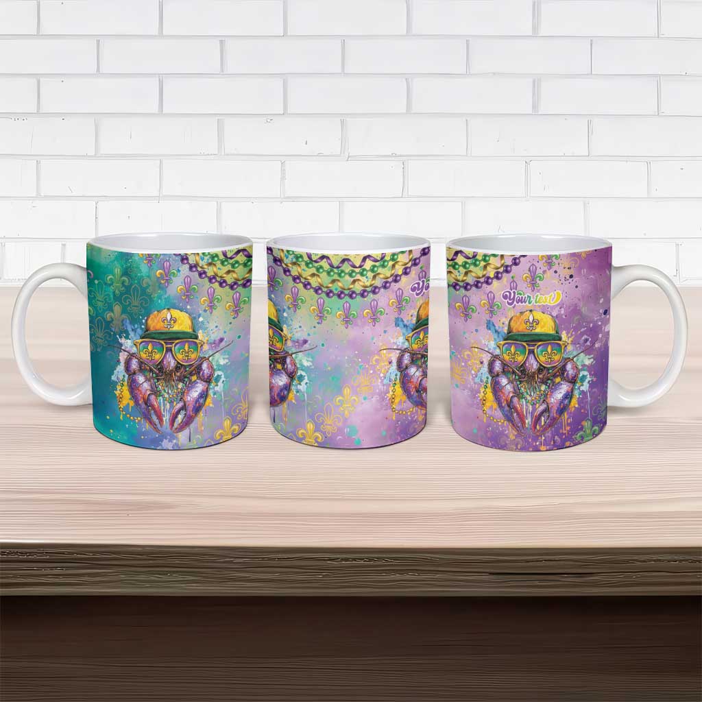 Mardi Gras Crawfish Personalized Ceramic Mug NOLA Fat Tuesday Drip Art - Wonder Print Shop